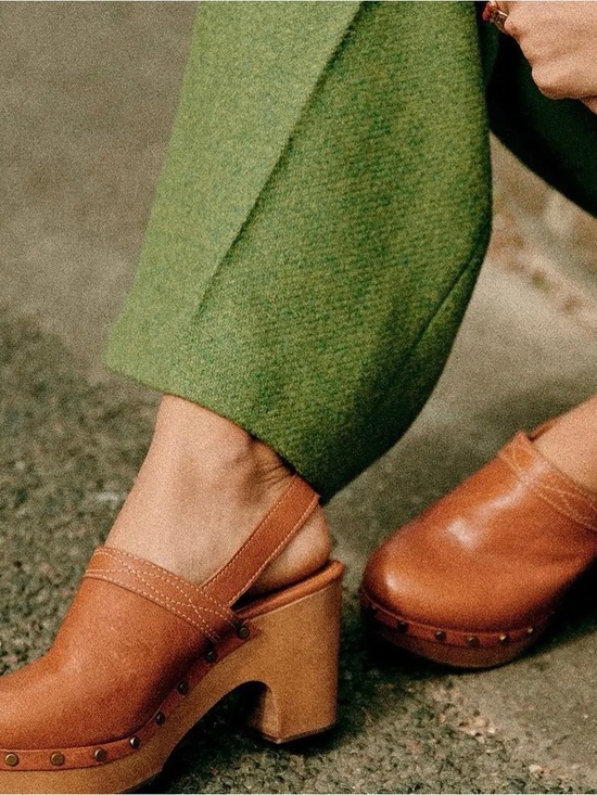 Sezane Shoes - Sezane Taylor Leather Clogs Heels with Slingback Strap